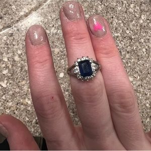 Blue and white stone ring